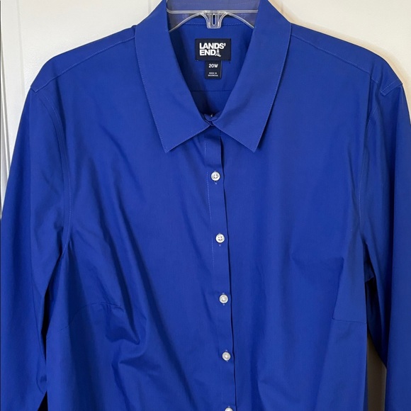 Lands' End Size 22 Wrinkle Free Broadcloth Women's Royal Blue Button-Down Shirt - Picture 4 of 9